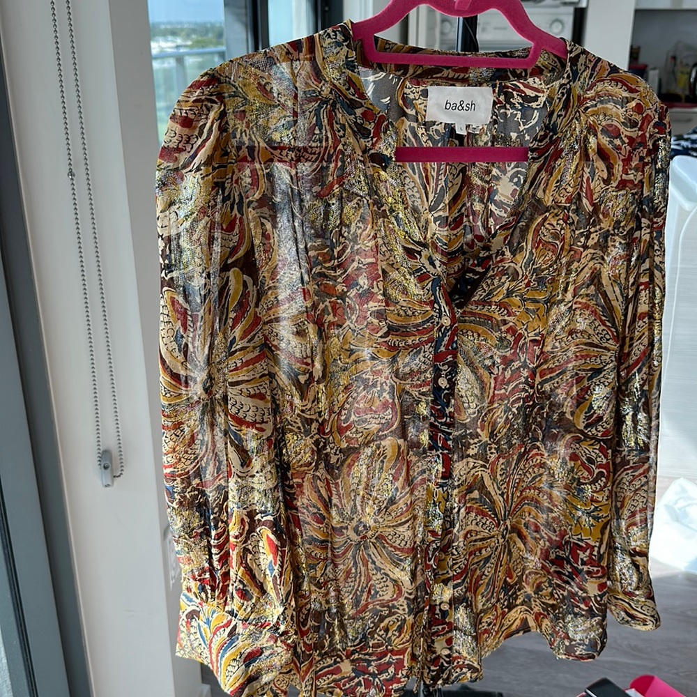 Transparent shining top long sleeves